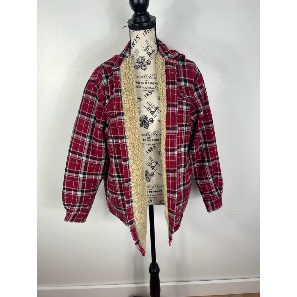Wrangler premium quality Men’s faux fur lined plaid button up Shacket - Picture 1 of 10